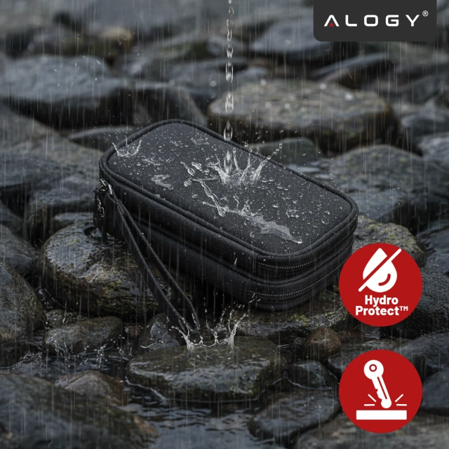 Etui Podróżne na Akcesoria, Organizer na Kable, Ładowarki, Telefon i Powerbank, Wielofunkcyjne i Kompaktowe 21 x 12,5 x 5 cm, Alogy TravelPack™ – Czarne