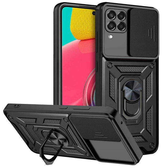 Alogy Etui na telefon obudowa z osłoną aparatu Camshield Stand Ring do Samsung Galaxy M53 5G czarne