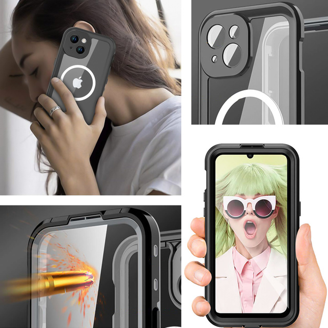 Etui do Samsung Galaxy S24 pancerne obudowa + folia na ekran hydrożelowa Case 360 Defense Pro Alogy czarne