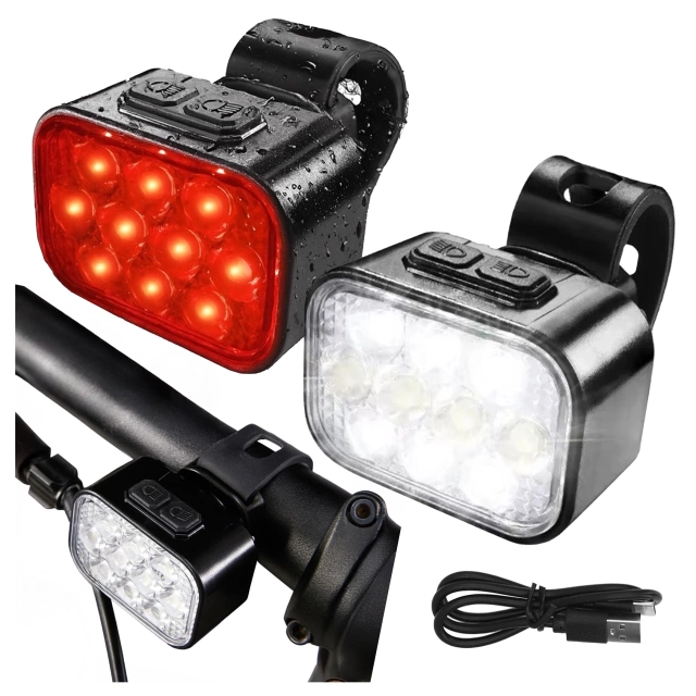 Lampka rowerowa LED Alogy DuoRide™ Lights Latarka na rower wodoodporne światło światełko na przód i tył przednia tylna 2 sztuki 10 LED