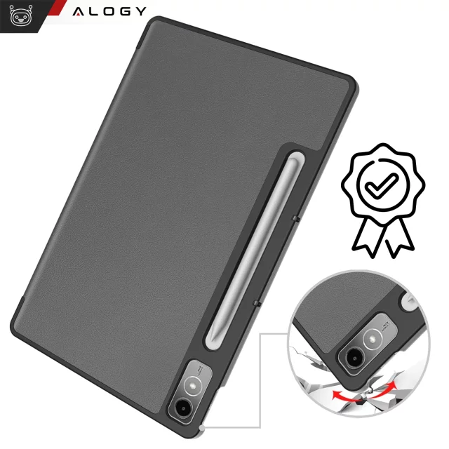 Etui ochronne do Lenovo Tab P12 12.7 TB-370 obudowa na tablet Alogy Book Cover Case Szare + szkło