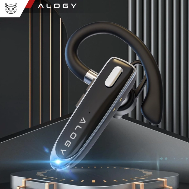 Słuchawka Bluetooth dla kierowcy bezprzewodowa zestaw z etui ładującym zestaw słuchawkowy Alogy Czarna