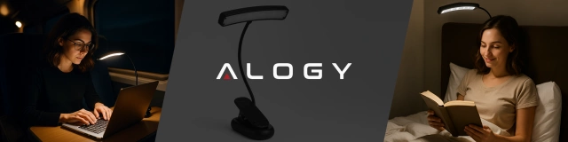 Lampa biurkowa Alogy LED z klipsem do czytania Czarna