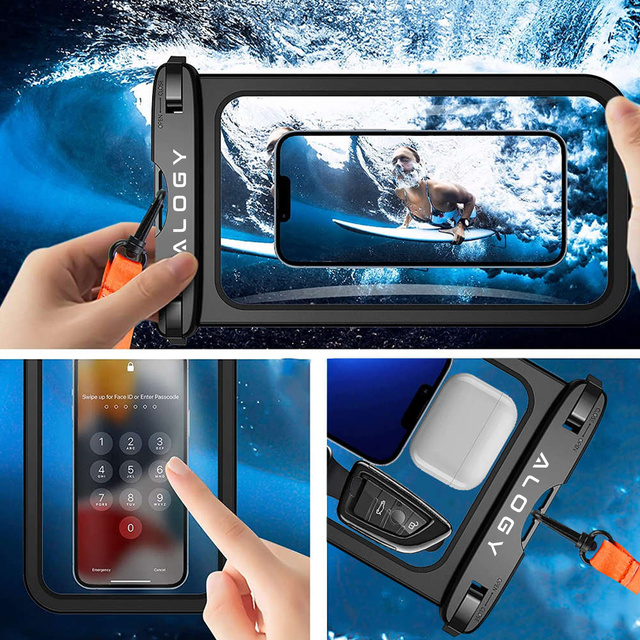 Alogy Etui wodoodporne Waterproof Case torba wodoszczelna uniwersalna IPX8 na telefon i akcesoria Czarne