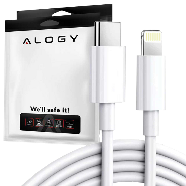 Alogy Kabel 2m Fast Charging Cable USB-C do Lightning do ładowania 20W White 
