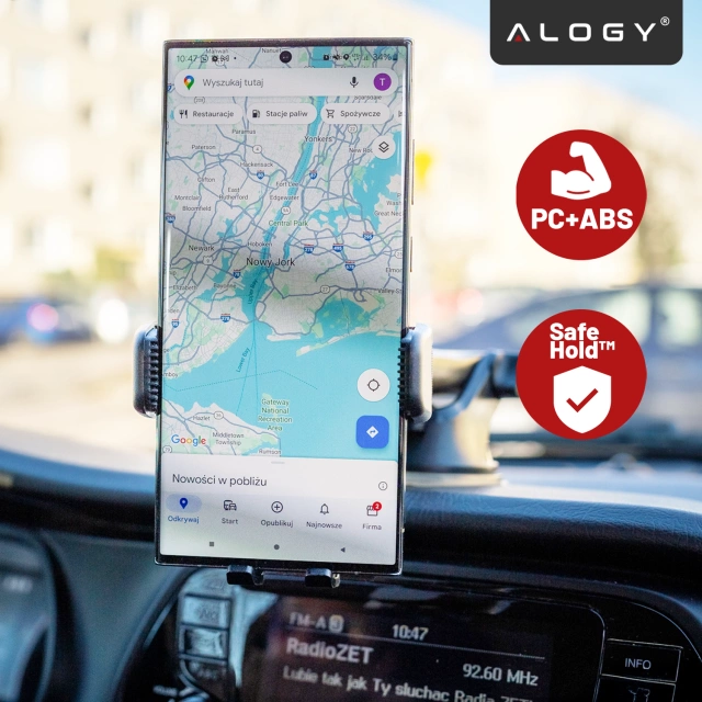 Uchwyt samochodowy na telefon szybę kratkę kokpit deskę do samochodu auta do telefonu 7" Alogy 3w1 Czarny + Organizer
