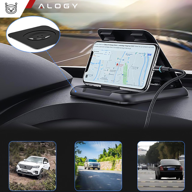 Alogy Carbon Car Holder Uchwyt samochodowy na kokpit deskę do auta podstawka na telefon do 6.8 cali GPS Czarny