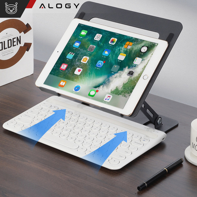 Alogy Uchwyt na laptop Macbook tablet 17" stojak podstawka składany regulowany aluminiowy na biurko 25 x 21.5cm Grafitowy