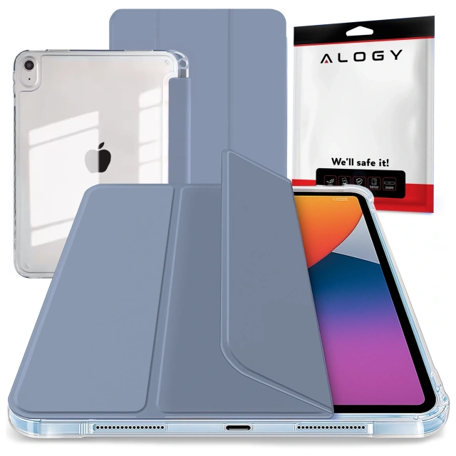 Etui do Apple iPad 11gen. 11" 2025 / 10gen. 10.9" 2022 – hybrydowa ochrona z miejscem na rysik, składana okładka z funkcją podstawki, precyzyjne dopasowanie – Alogy HybridBook™ Case Szara lawenda