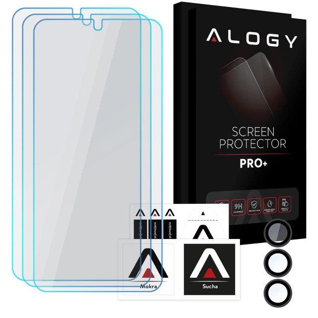 3x Szkło hartowane na ekran 9h + Szkło na obiektyw  Alogy Glass Pack do Apple iPhone 14 Pro