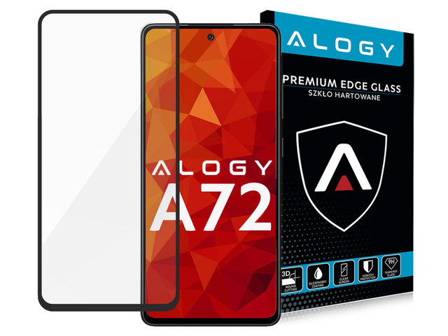 Alogy Szkło na ekran Full Glue case friendly do Samsung Galaxy A72 Czarne
