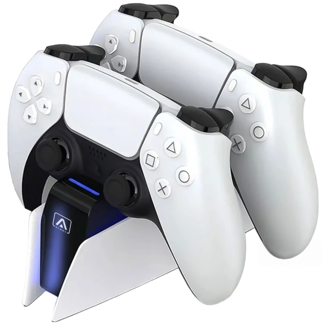 Alogy Podwójna stacja dokująca ładująca do kontrolera Pada do PlayStation 5 PS5 do 2 Padów Biała