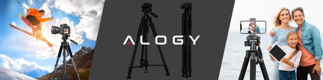 Alogy Statyw Fotograficzny Tripod Uniwersalny stojak do Kamer 1/4 uchwyt na telefon aparat 170cm Czarny