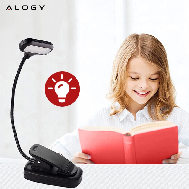 Alogy Lampa biurkowa LED z klipsem Bezprzewodowa Czarna