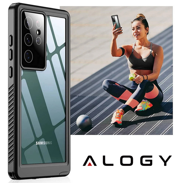 Alogy Etui wodoodporne do Samsung Galaxy S22 Ultra 360 Pancerne Armor IP68 ze smyczką Czarne