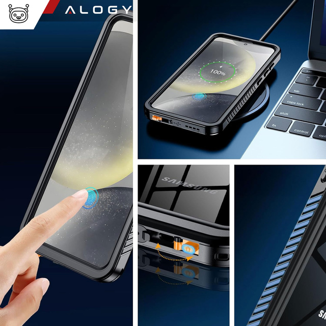 Alogy Waterproof Case Etui do Samsung Galaxy S24+ Plus Pancerne wodoodporne IP68 360 Armor czarne
