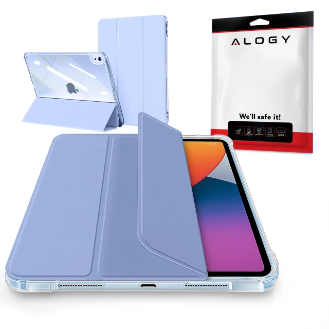 Etui do Apple iPad 11gen. 11" 2025 / 10gen. 10.9" 2022 – hybrydowa ochrona z miejscem na rysik, składana okładka z funkcją podstawki, precyzyjne dopasowanie – Alogy HybridBook™ Case Lawendowy