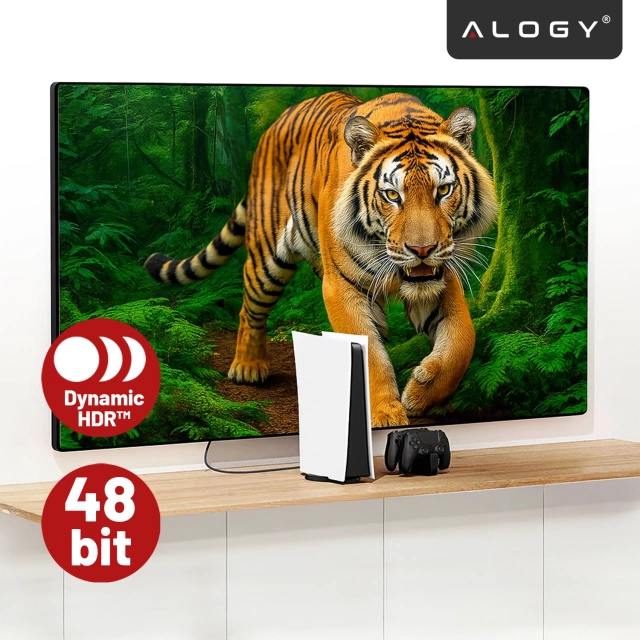Kabel HDMI 2.1 Alogy 1m 4K 8K PREMIUM MIEDŹ ULTRA High Speed 60Hz 48GBps Czarny