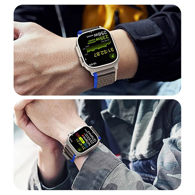 Alogy Pasek nylonowy Sport Strap na rzep do Apple Watch 1/2/3/4/5/6/7/8/SE (38/40/41mm) Niebiesko-szary
