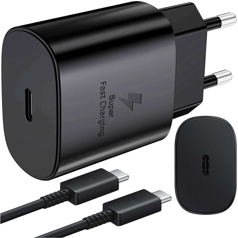 Alogy Ładowarka sieciowa USB-C Premium Wall Charger 25W + Kabel 2x Type-C 100cm do Samsung