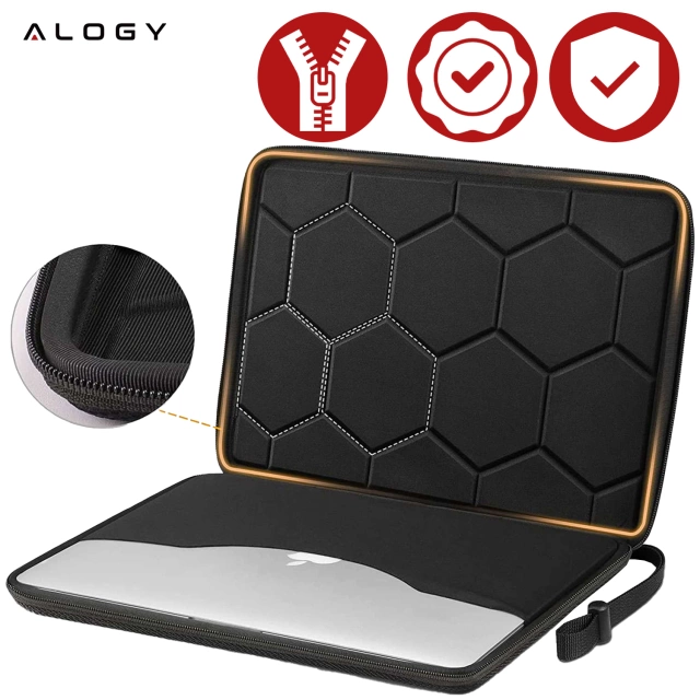 Torba na laptopa do MacBooka Air Pro 15" 16" Alogy ShieldCase Hard Foam Bag etui ochronne teczka 15-16" Czarna