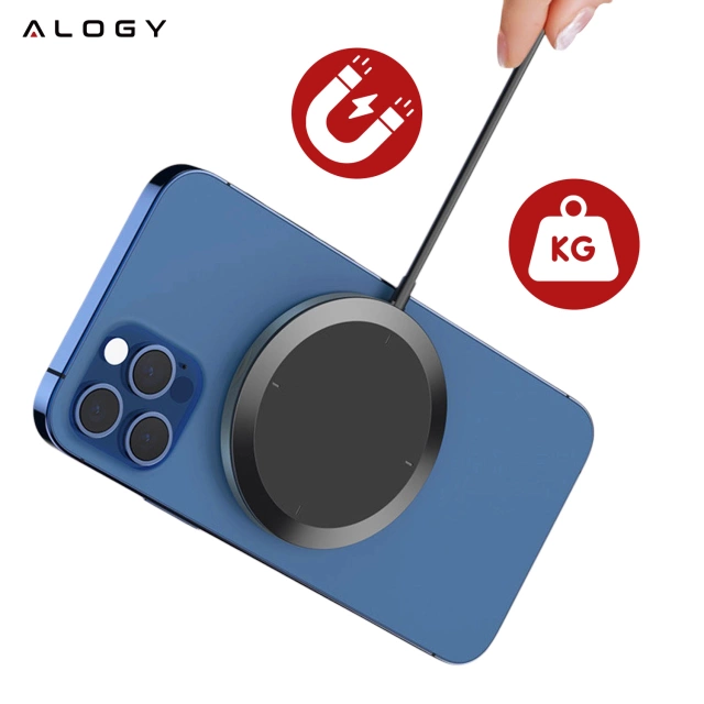 Alogy Uchwyt do samochodu 2w1 z ładowarką Qi Airvent MagSafe Charger do MagSafe 15W do kratki samochodowy Czarny