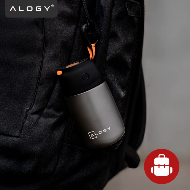 Alogy Termos obiadowy na jedzenie zupe dla dzieci 700ml ze stali nierdzewnej + składana łyżeczka termiczny szary
