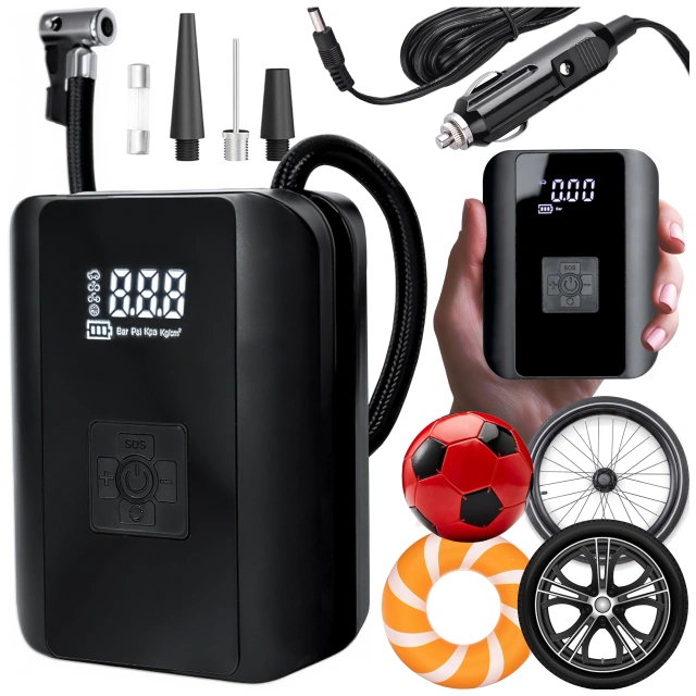 Alogy Pompka rowerowa kompresor powietrza bezprzewodowy przenośny z latarką 