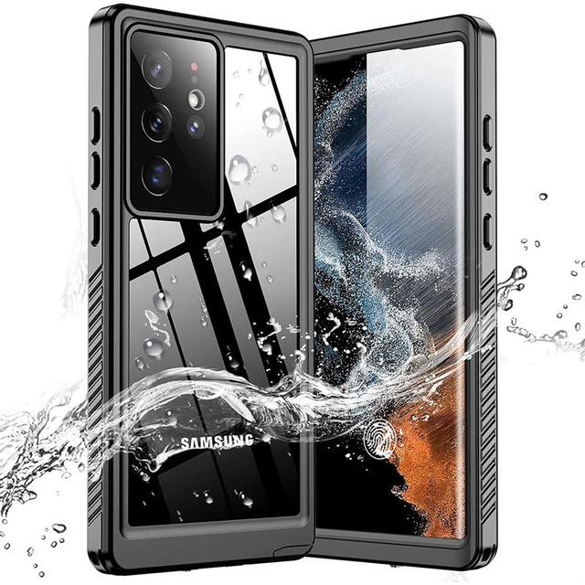 Alogy Etui wodoodporne do Samsung Galaxy S22 Ultra 360 Pancerne Armor IP68 ze smyczką Czarne