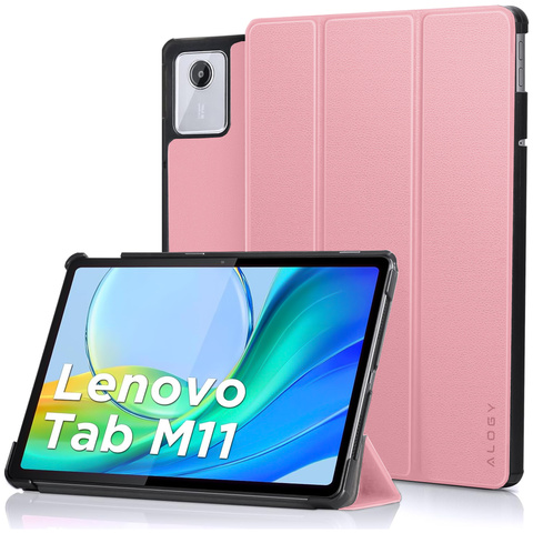 Etui do Lenovo Tab K11 / K11E 11” / M11 10.95" TB330FU / TB330XU / TB331FC Book Case Cover z klapką obudowa futerał pokrowiec Alogy Różowe + Rysik