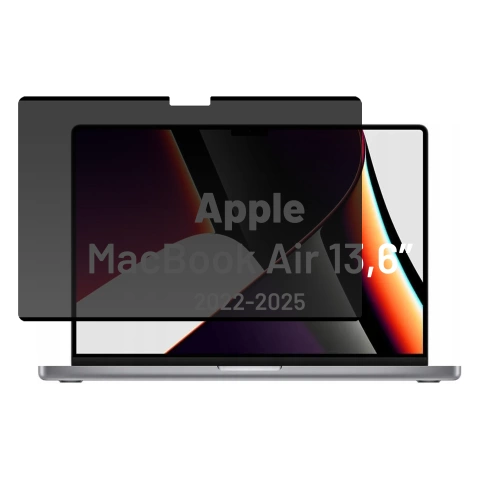 Magnetyczna folia prywatyzująca do MacBook Air 13.6" 2022–2025 – ochrona prywatności, łatwy montaż, pokrowiec do przechowywania, redukcja odblasków – Alogy SecureView™