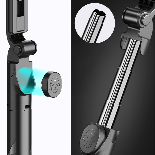 Alogy Uchwyt Bezprzewodowy Selfie Stick Bluetooth składany Tripod Mini statyw do telefonu z lampką LED