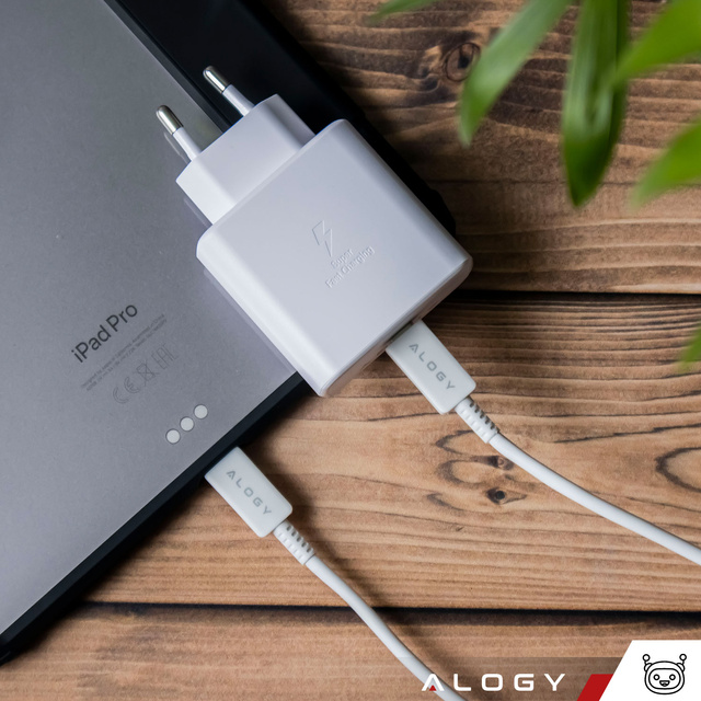 Alogy Ładowarka sieciowa USB-C typ C PD Premium szybka 45W 3A + Kabel Type-C 1M Biała