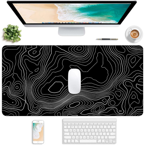Alogy Podkładka na biurko pod myszkę mysz klawiaturę Mata ochronna antypoślizgowa gamingowa XL 80x40 cm Czarna Line Texture