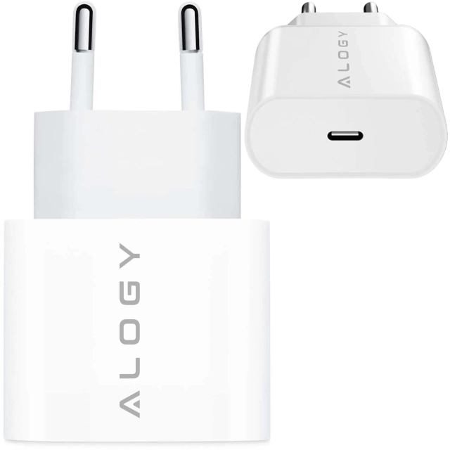 Ładowarka sieciowa szybka 30W USB-C USB typ C GaN PD do iPhone kostka Alogy Biała
