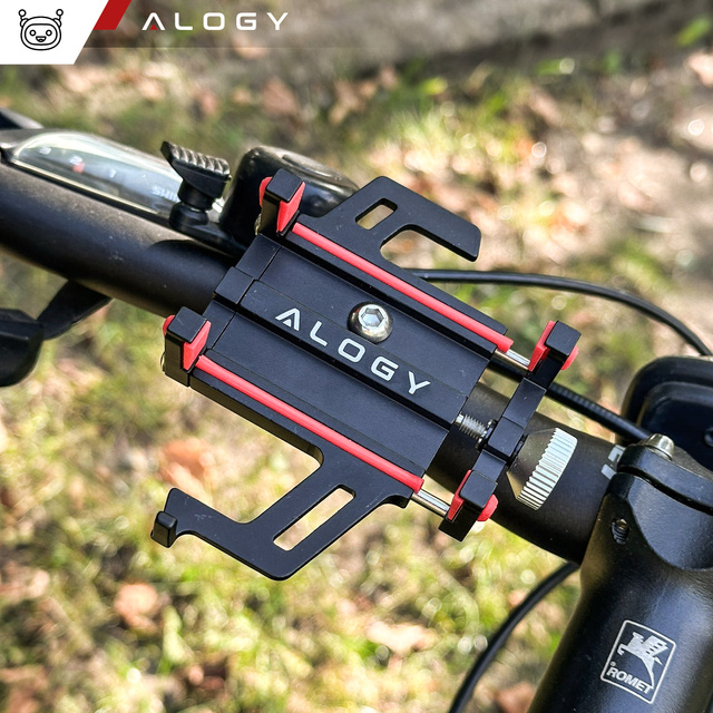 Alogy Uchwyt rowerowy Bike Phone Holder do telefonu 55-95mm na kierownicę na rower hulajnogę motor Czarny