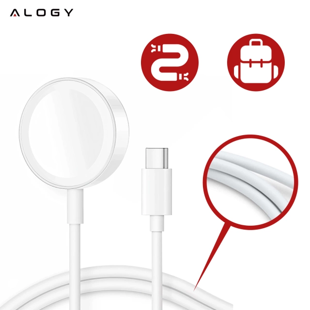 Alogy Ładowarka indukcyjna QI Charger do Apple Watch USB-C 100cm Biała