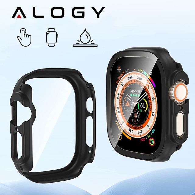 Alogy Classic Case Etui ochronne 2w1 nakładka z szkłem do Apple Watch Ultra 49mm Czarne