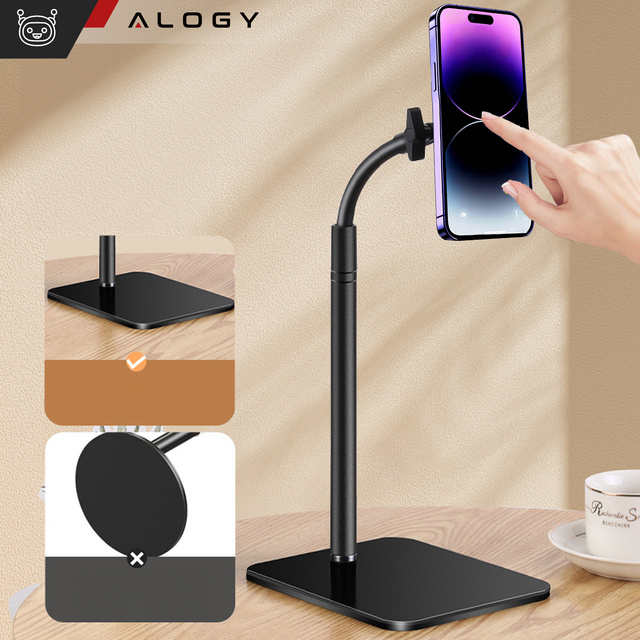 Alogy Stojak uchwyt na telefon Statyw do Mag Safe magnetyczny teleskopowy Czarny stal ABS