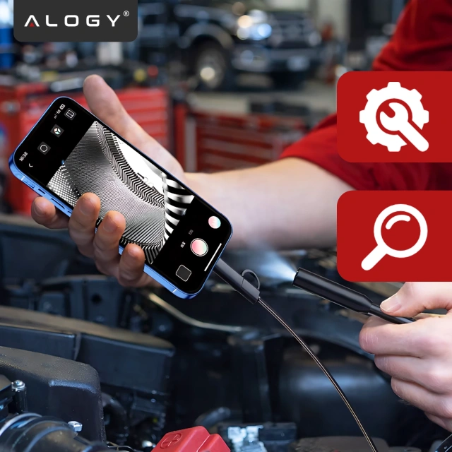 Alogy Hard Wire Kamera inspekcyjna endoskopowa micro USB + USB-C + USB Full HD 5m 8mm Endoskop