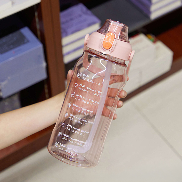 Alogy Butelka ze słomką Time Marker Water Bottle with Straw with Handle 1500ml