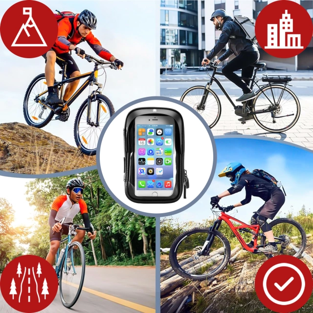 Alogy Etui torba wodoodporna rowerowa sakwa na rower na telefon 6.4 cali uchwyt na kierownicę 0.5L czarna