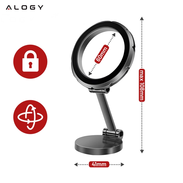 Uchwyt samochodowy na telefon do MagSafe Uchwyt magnetyczny Alogy Car Holder na deskę rozdzielczą do auta Czarny