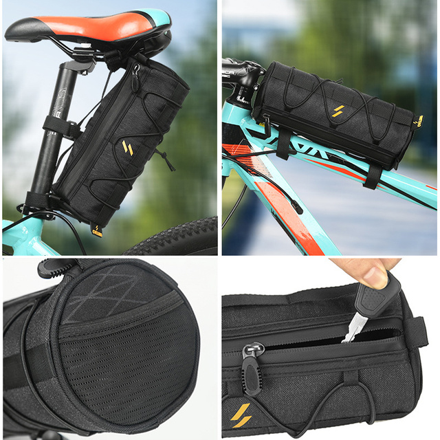 Alogy Sakwa torba rowerowa Bike Bag Wheel Bar Wodoodporna etui na rower 2.5L Czarna