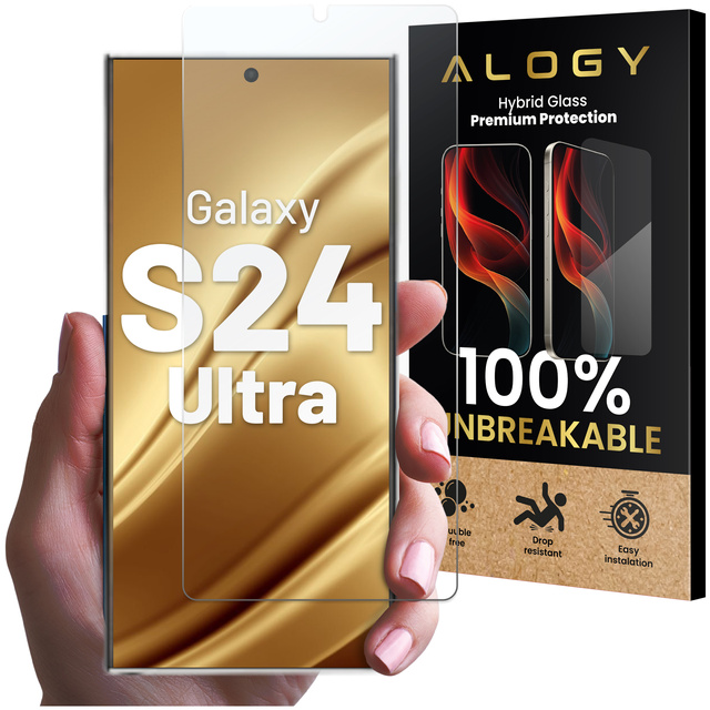 Szkło hybrydowe do Samsung Galaxy S24 Ultra na ekran Alogy Flexi Glass 9H Case Friendly płaskie na ekran