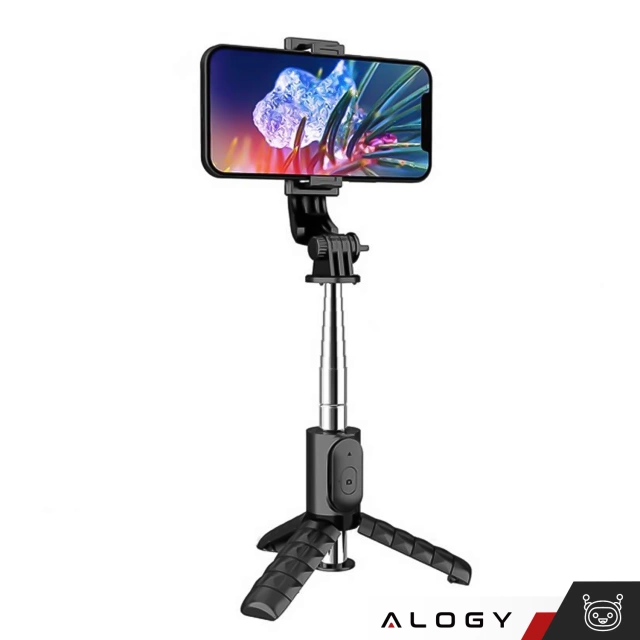 Alogy Selfie stick Tripod Bluetooth uchwyt do telefonu kijek statyw Czarny