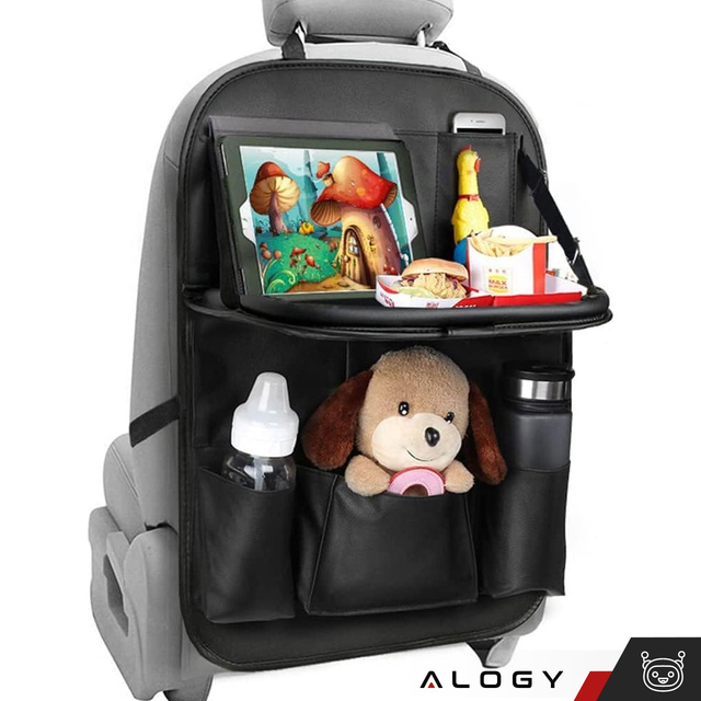 Alogy 2x Organizer samochodowy na przedni fotel siedzenie samochodu auta na tablet zabawki napoje Czarny
