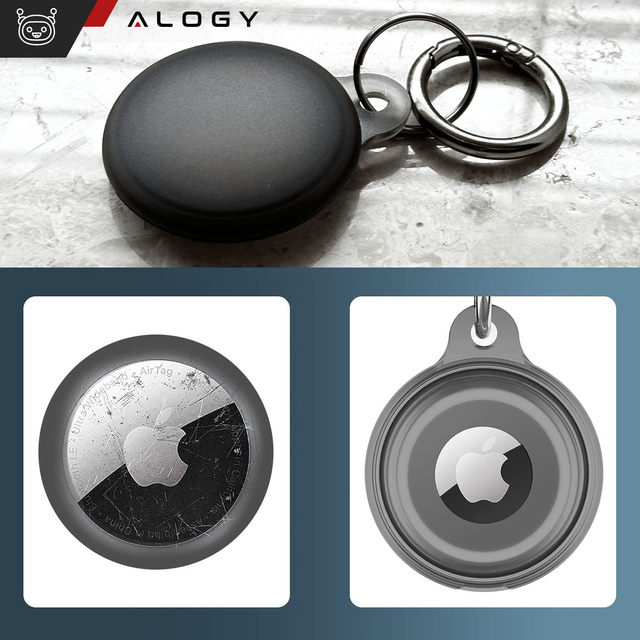 Alogy 2x Etui Protect Case 360 IPX8 Wodoodporne do Apple AirTag Obudowa z zawieszką matowe Czarne