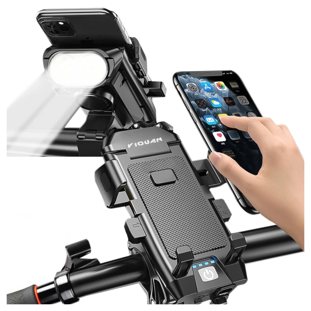 Alogy 4w1 Uchwyt rowerowy na telefon + lampka przednia + dzwonek na rower + Powerbank 3000mAh Bicycle Front Light