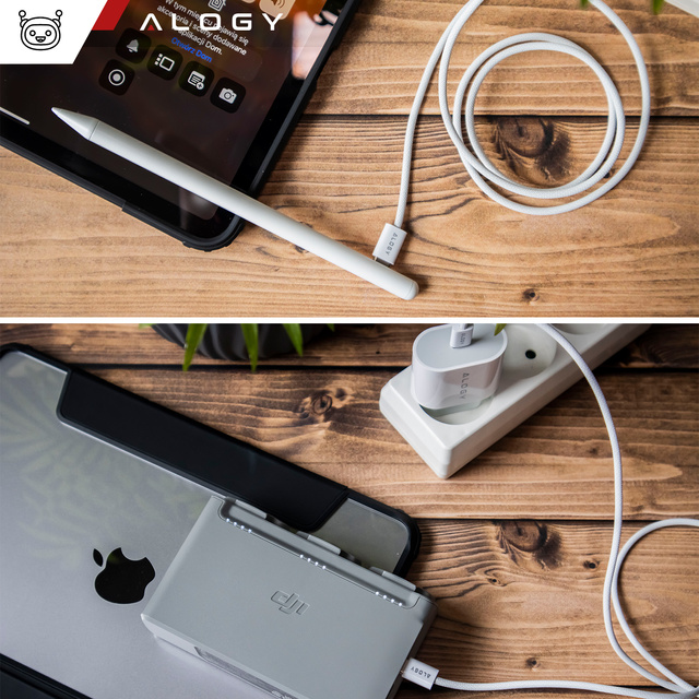 Alogy Ładowarka sieciowa szybka mocna 35W USB-C USB typ C PD GaN do iPhone 15 +Kabel type-C 1m Biała